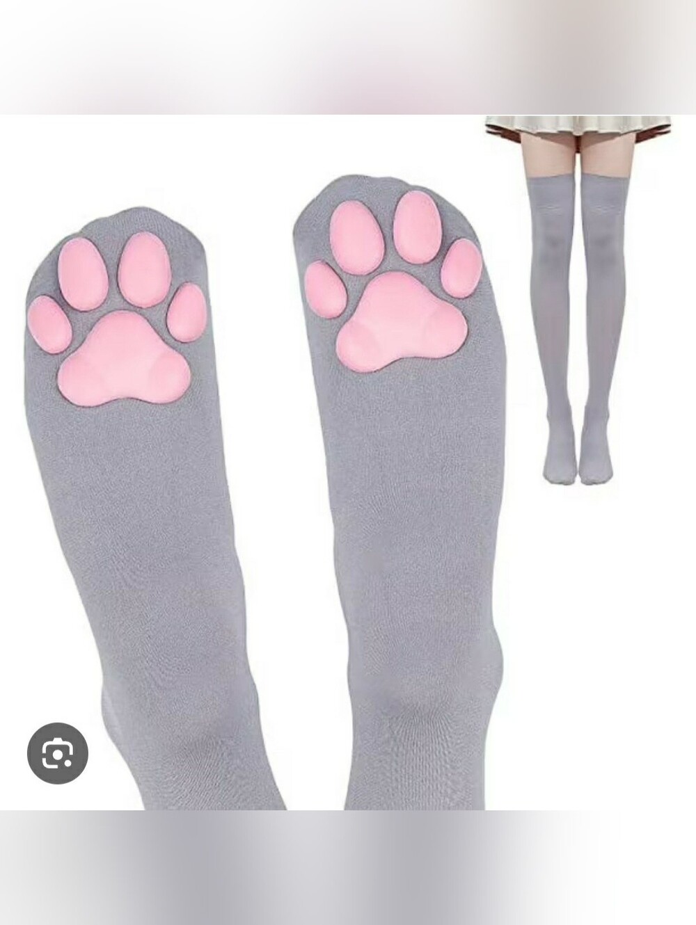 Grey Socks with Pink Paw Print Grip - Cute Non-Slip Men's Socks